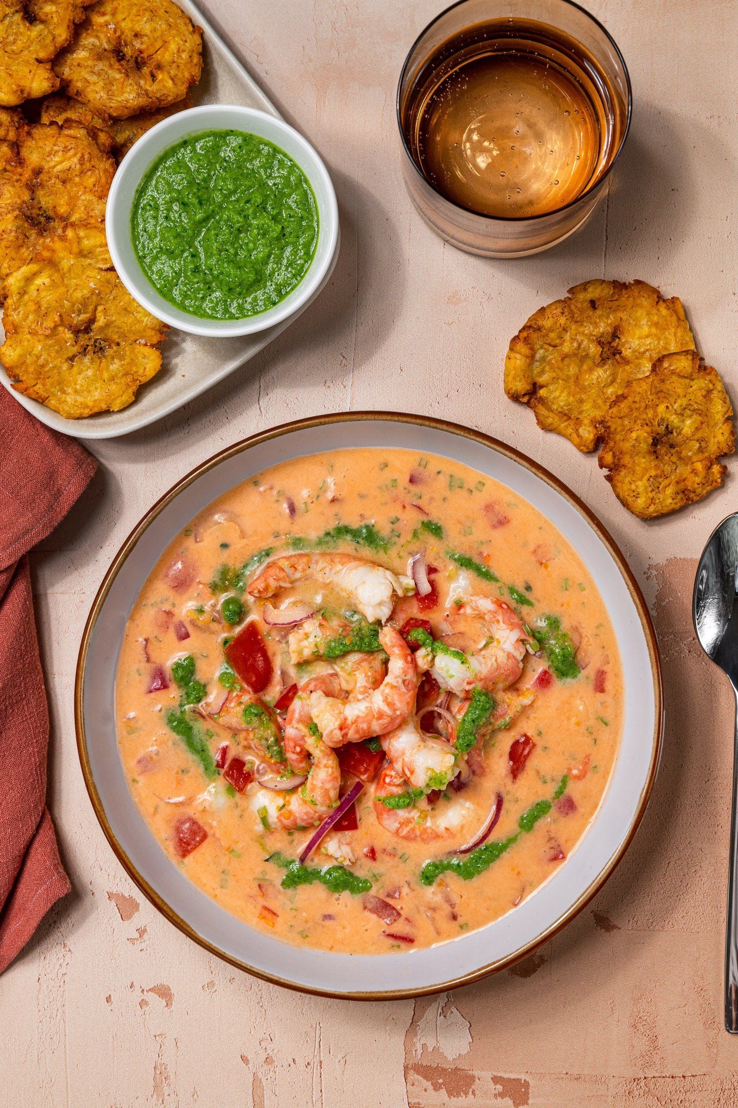 Ecuadorian Style Spot Prawn Ceviche with JalapeñoHerb Sauce and Tosto